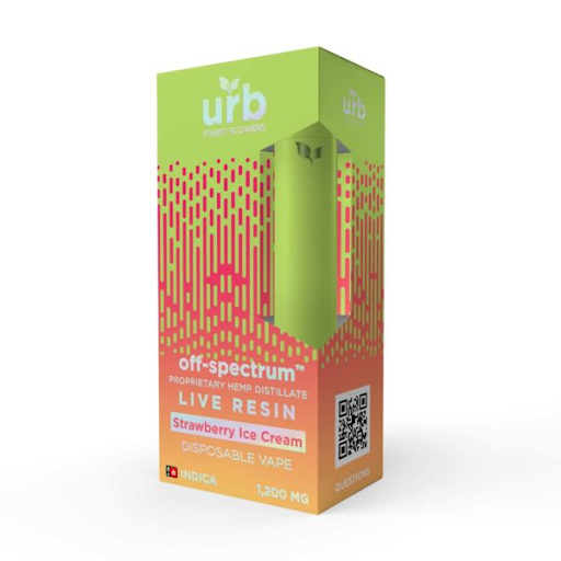 Urb Off Spectrum Live Resin Disposable 1200mg - Indica Strawberry Ice Cream